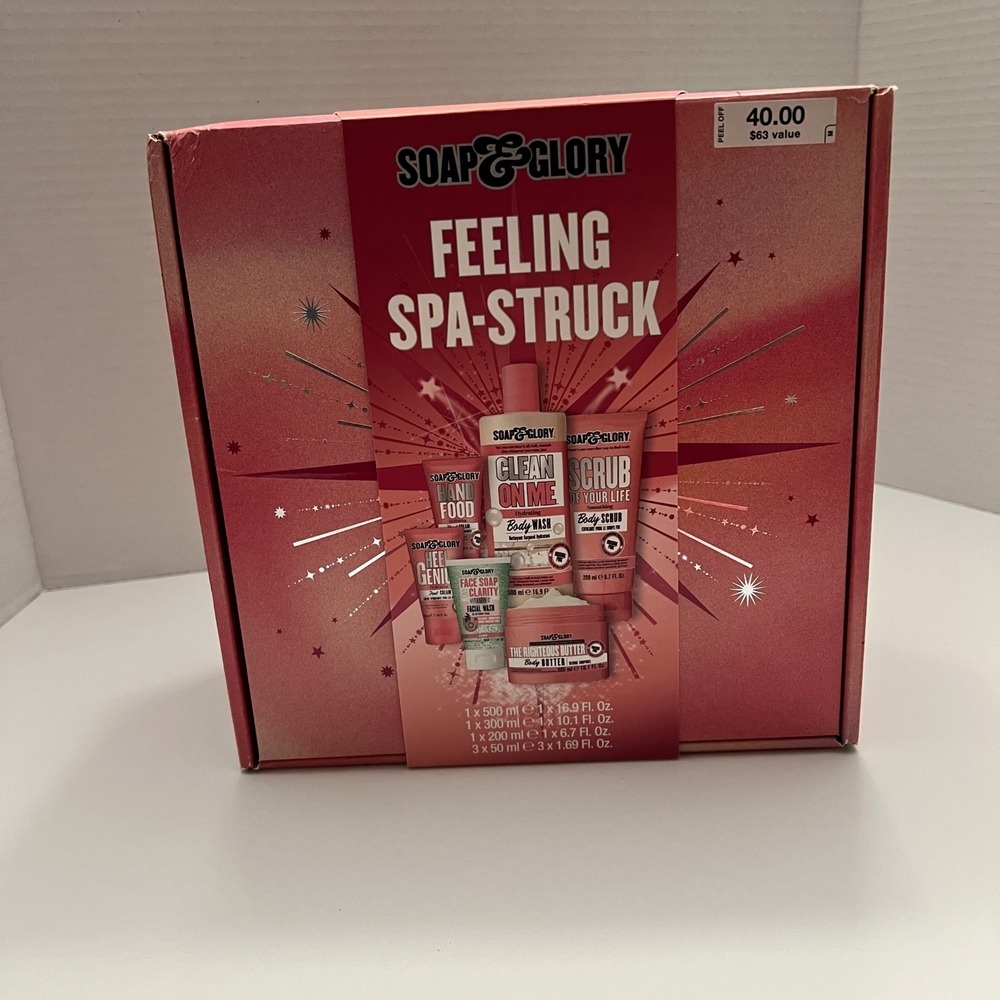 New in Box Soap & Glory Feeling Spa-Struck Gift Set Body Wash Scrub Butter Cream